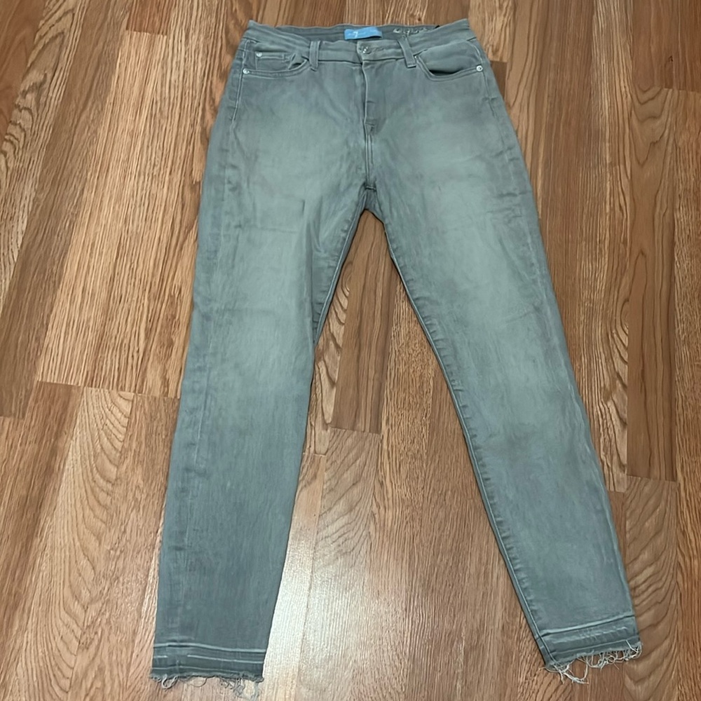 7 for all mankind Gray The High Waist Ankle Skinny Jeans Sz 27